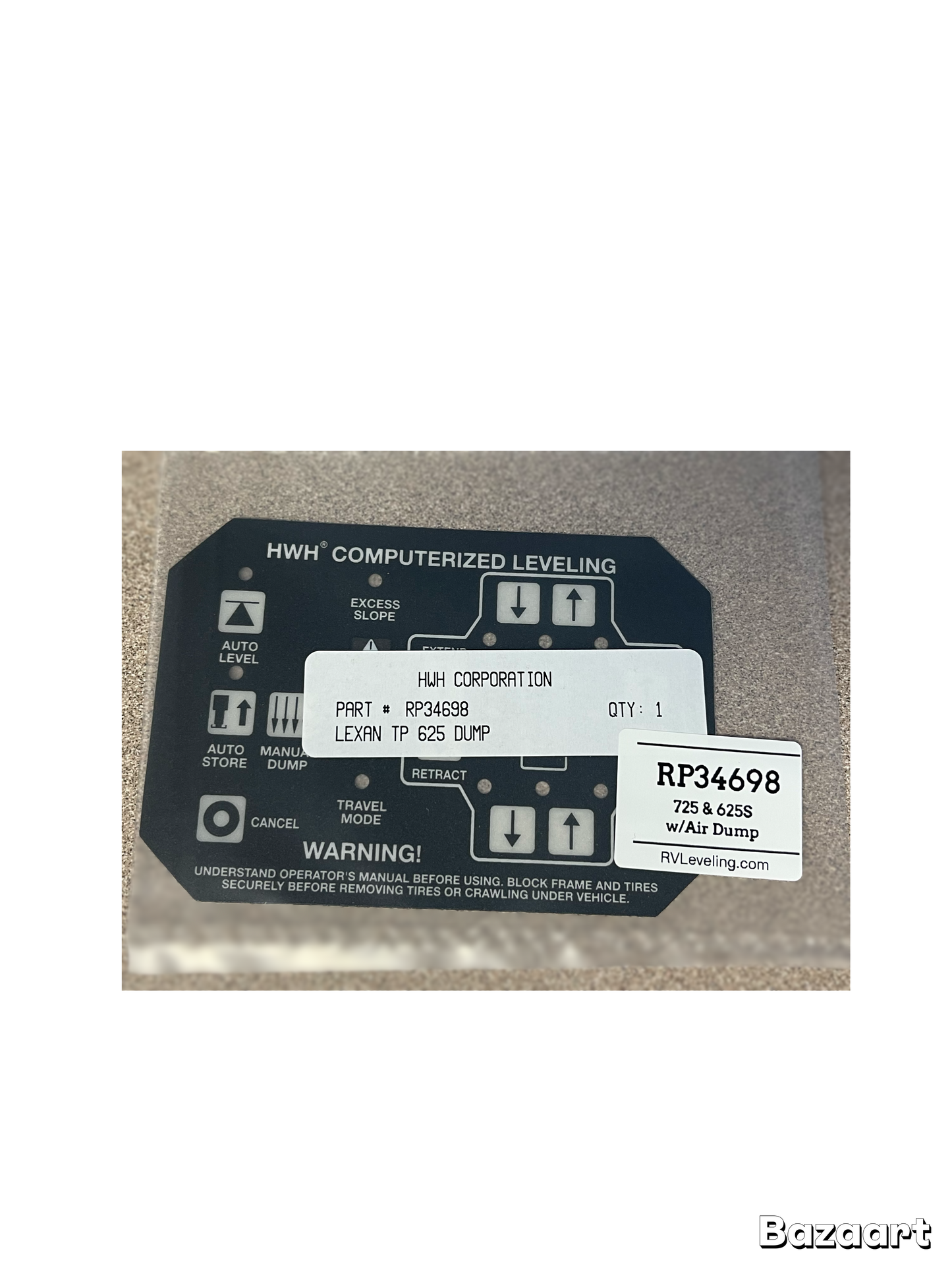 RP34698 - P34698 - Lexan TP Cover - 725/625S w/DUMP Button