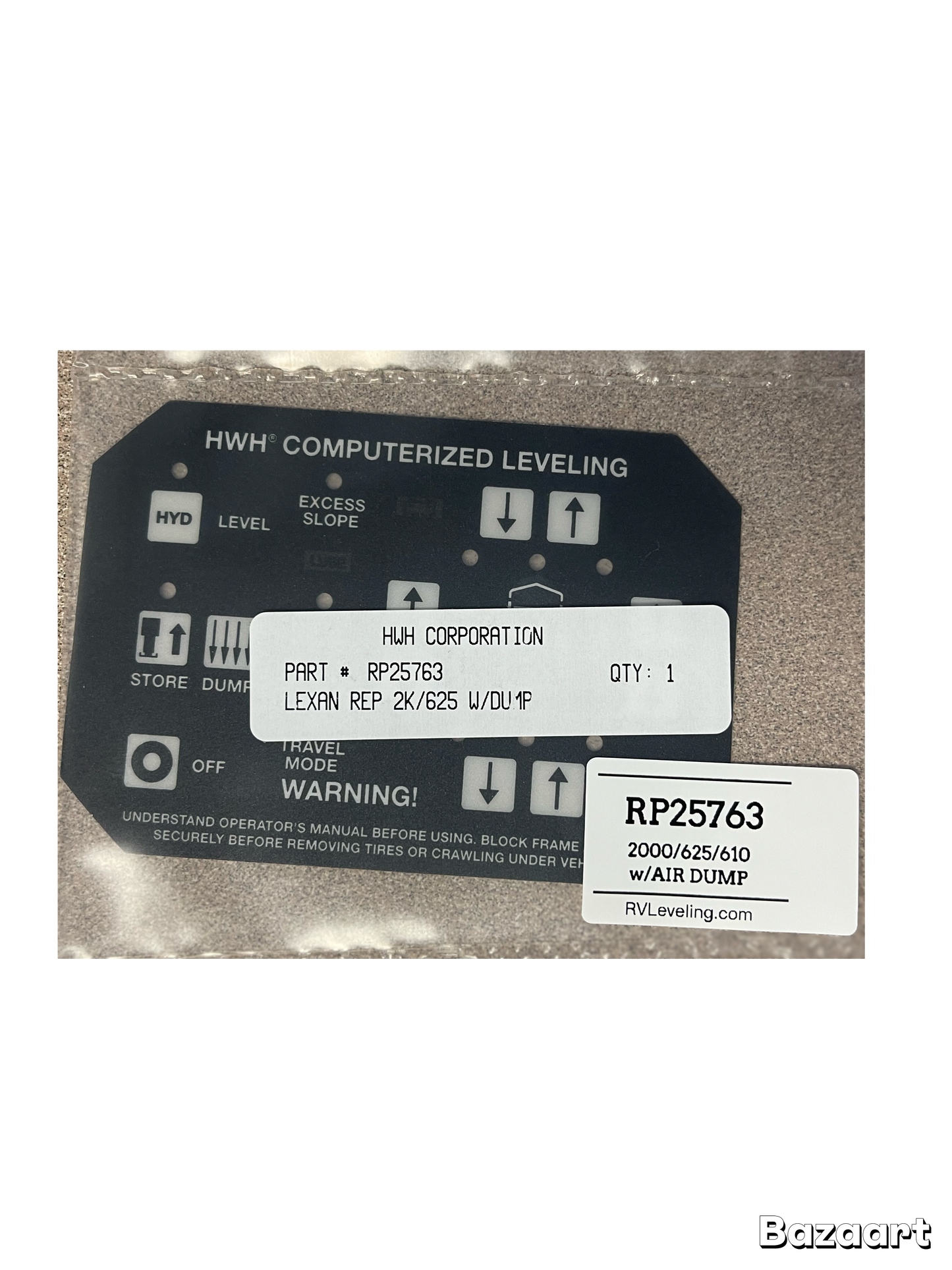 RP25763 - P25763 - Lexan TP Cover - 2000/625/610 w/AIR DUMP Button