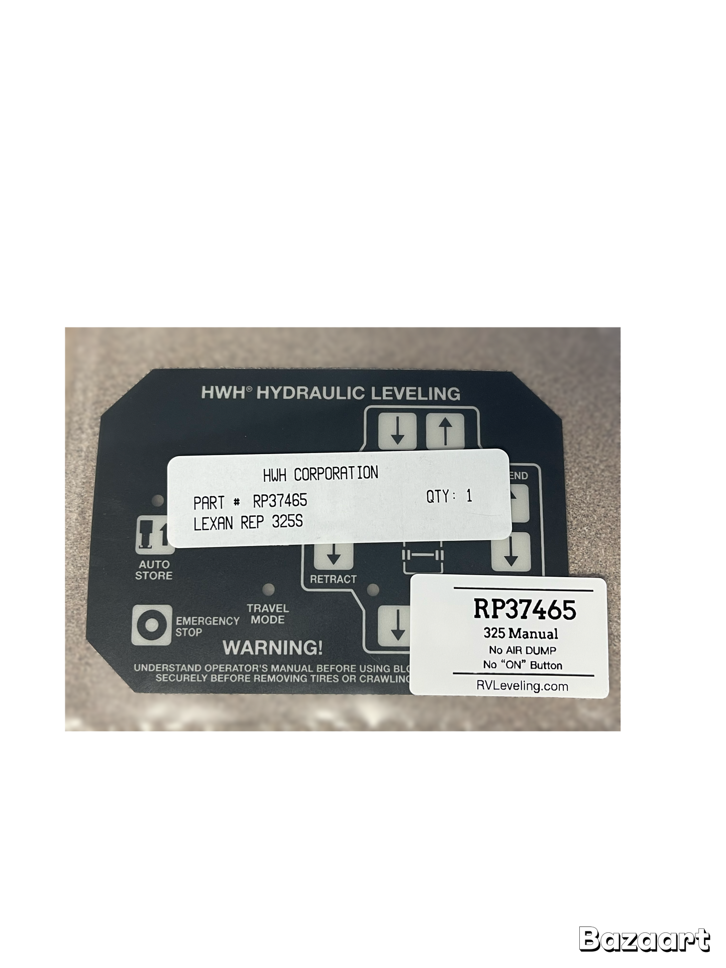 RP37465 - P37465 - Lexan TP Cover - 325 No AIR - No "ON" Button