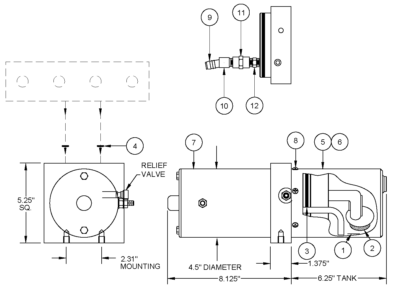 RAP45098 - Motor/Pump/Reservoir Assembly - 0.25 Gallon - 4.5" Motor (AP36604 Replacement)