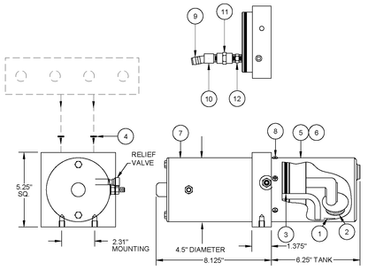 RAP45098 - Motor/Pump/Reservoir Assembly - 0.25 Gallon - 4.5" Motor (AP36604 Replacement)