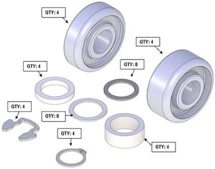 RAP91596 - Slide Room Roller Kit (1 kit/arm))