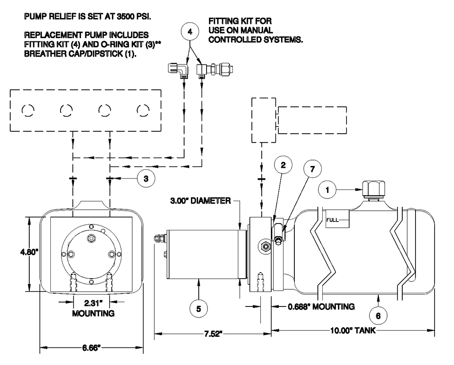 RAP40331 - Motor/Pump/Reservoir Assembly - 0.8 Gallon - 3" Motor
