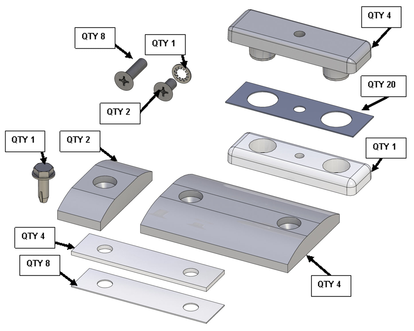 RAP93601 - Slide Room Glide Strip Kit - BRNG KIT IFLO/SO 1MECH